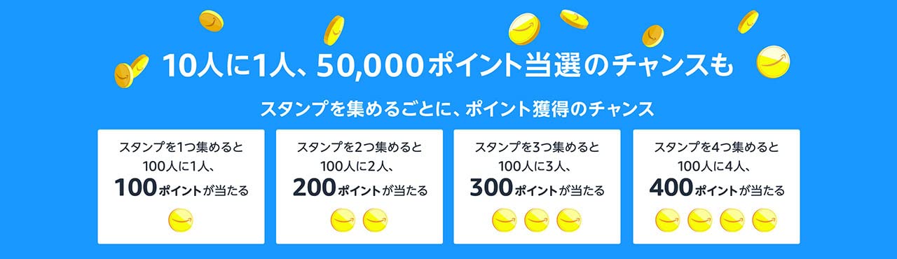 スタンプを集めるごとに、ポイント獲得のチャンス