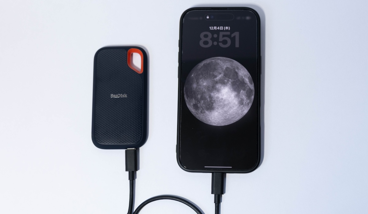 sundisk SSDをiPhoneと接続